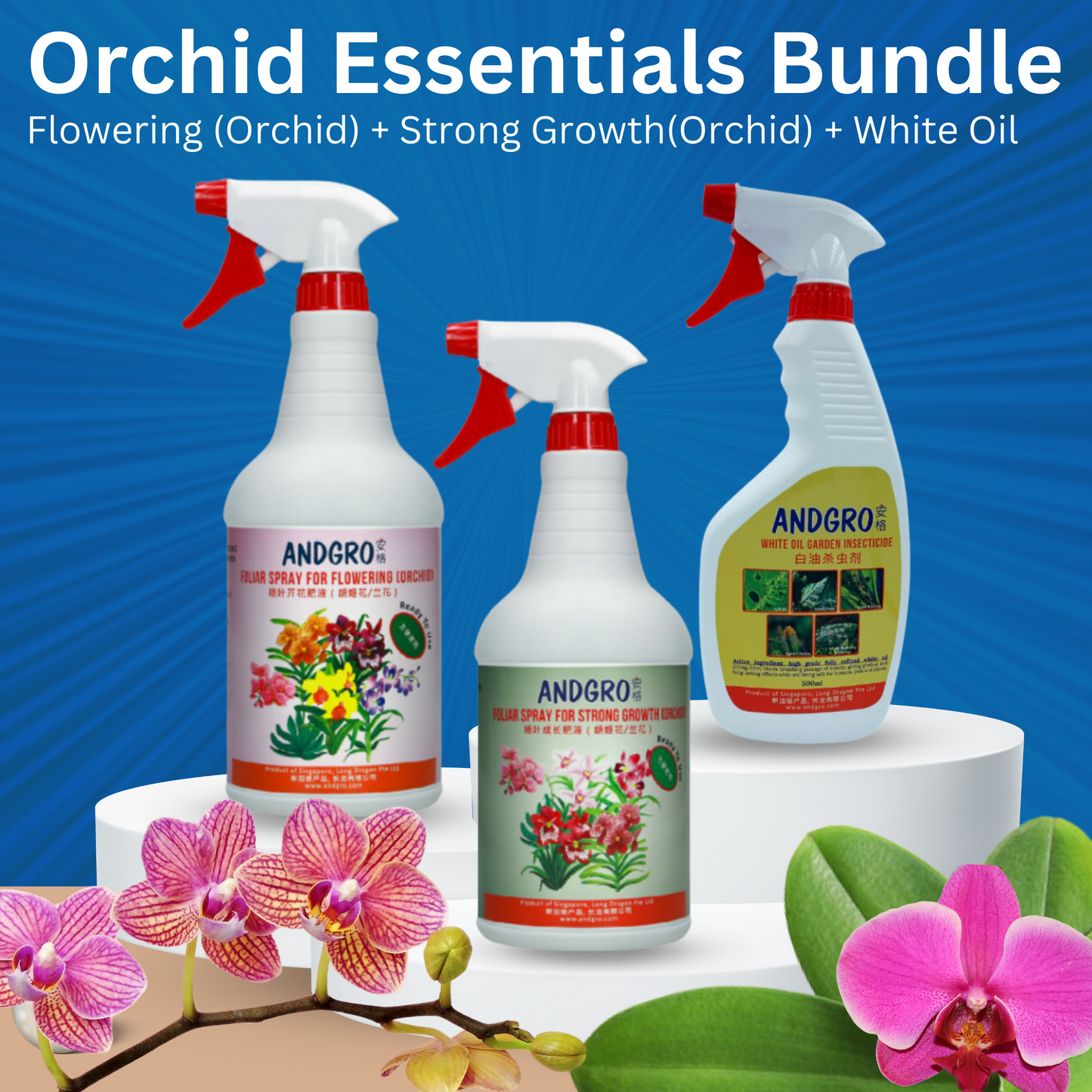 Spray for Flowering (Orchid) & Spray for Strong Growth(Orchid) & White Oil