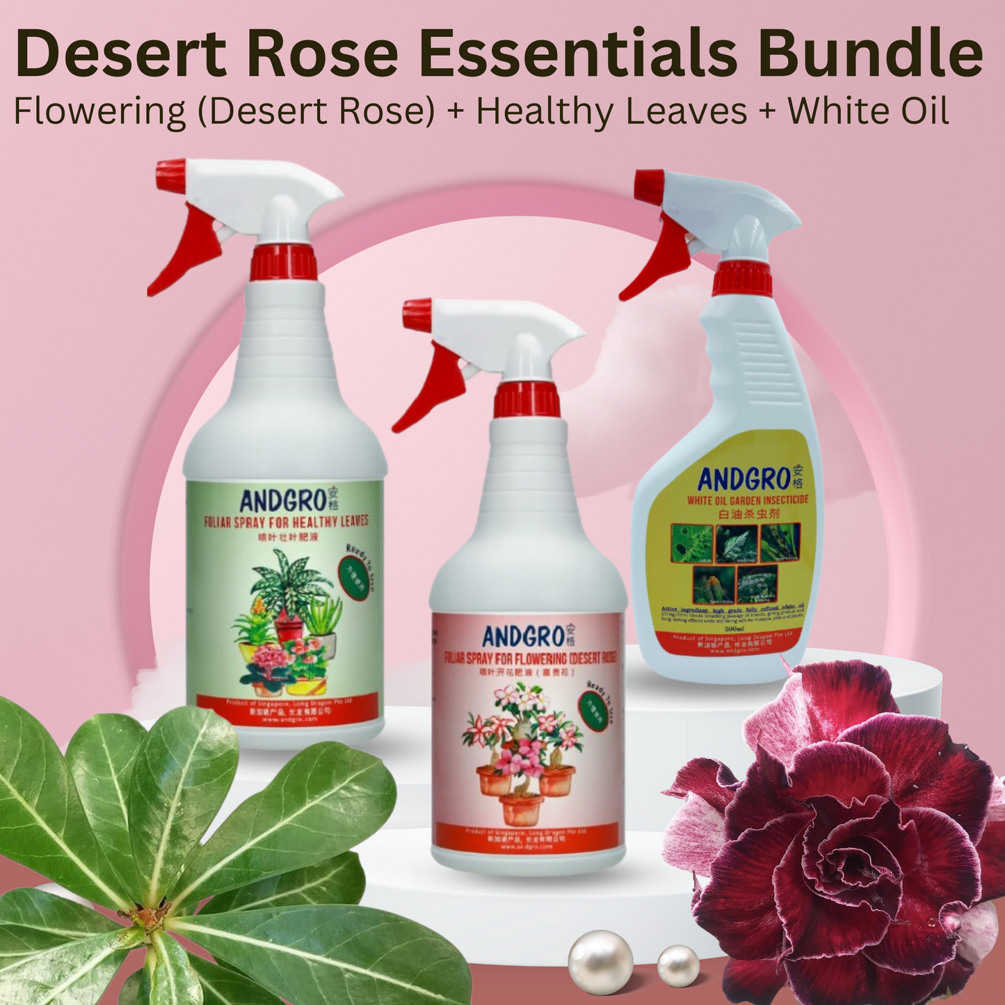 Spray for Flowering (Desert Rose) & Healthy Leaves & White Oil insecticide