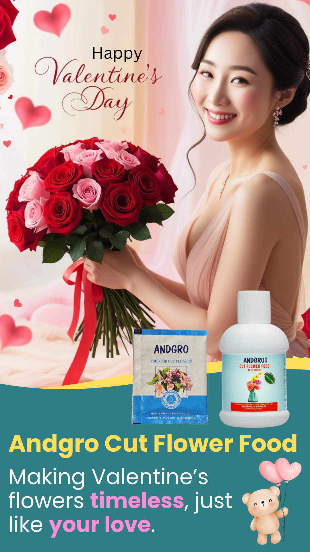 Cut Flower Food (10 Sachets of 5gm) + Cut Flower Food (250ml)